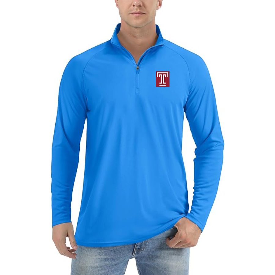 Men's Temple Owls Lightweight Quarter-Zip Athletic Shirt Long Sleeve Performance